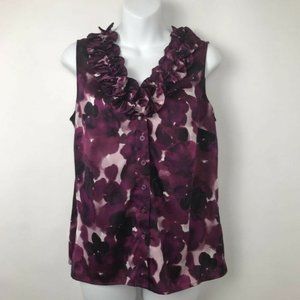 Sleeveless Purple/Pink Ruffled Top LOFT Size M